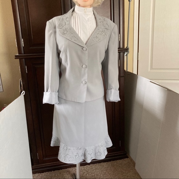 Vtg Emily Grey 2-pc Embroidered Beaded Plus Size16 - Picture 2 of 16